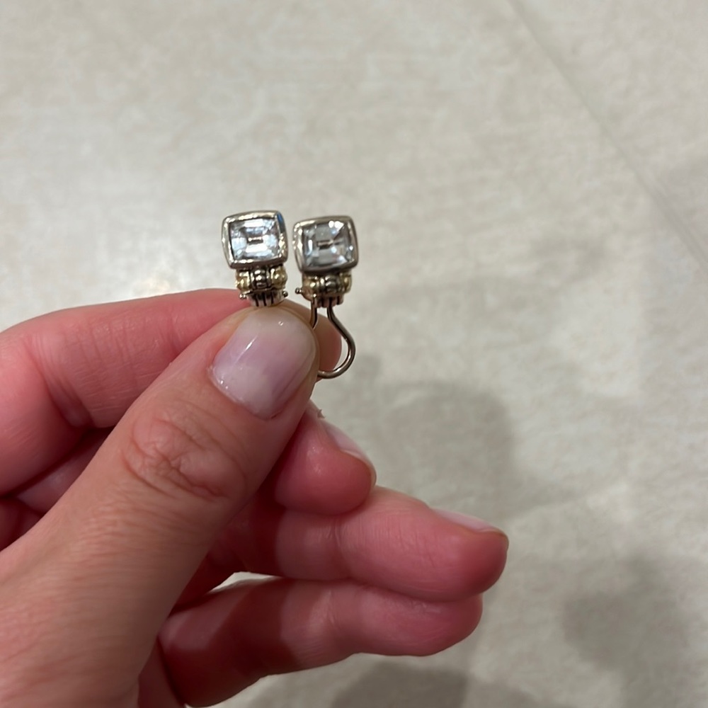 white topaz two toned Lagos earrings